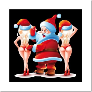 Santa Claus Like Ladies bikinis Christmas Hat Posters and Art